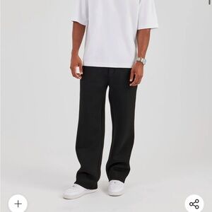 NWT Cernucci Relaxed Scuba Black Wide-Leg Pants Trousers Relaxed Fit Mens Medium